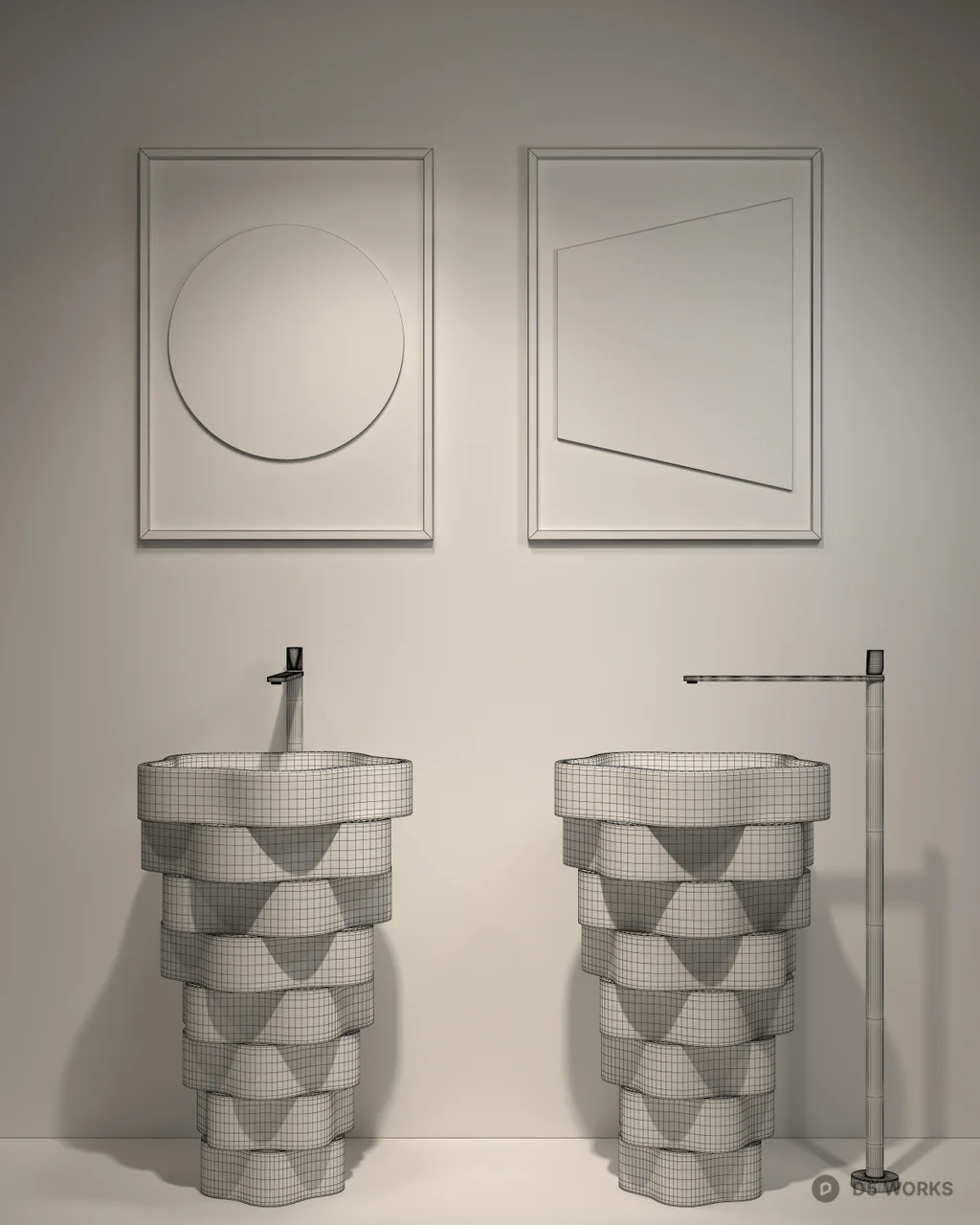 Geometric Pattern Pedestal Sink 3d model thumbnail 2