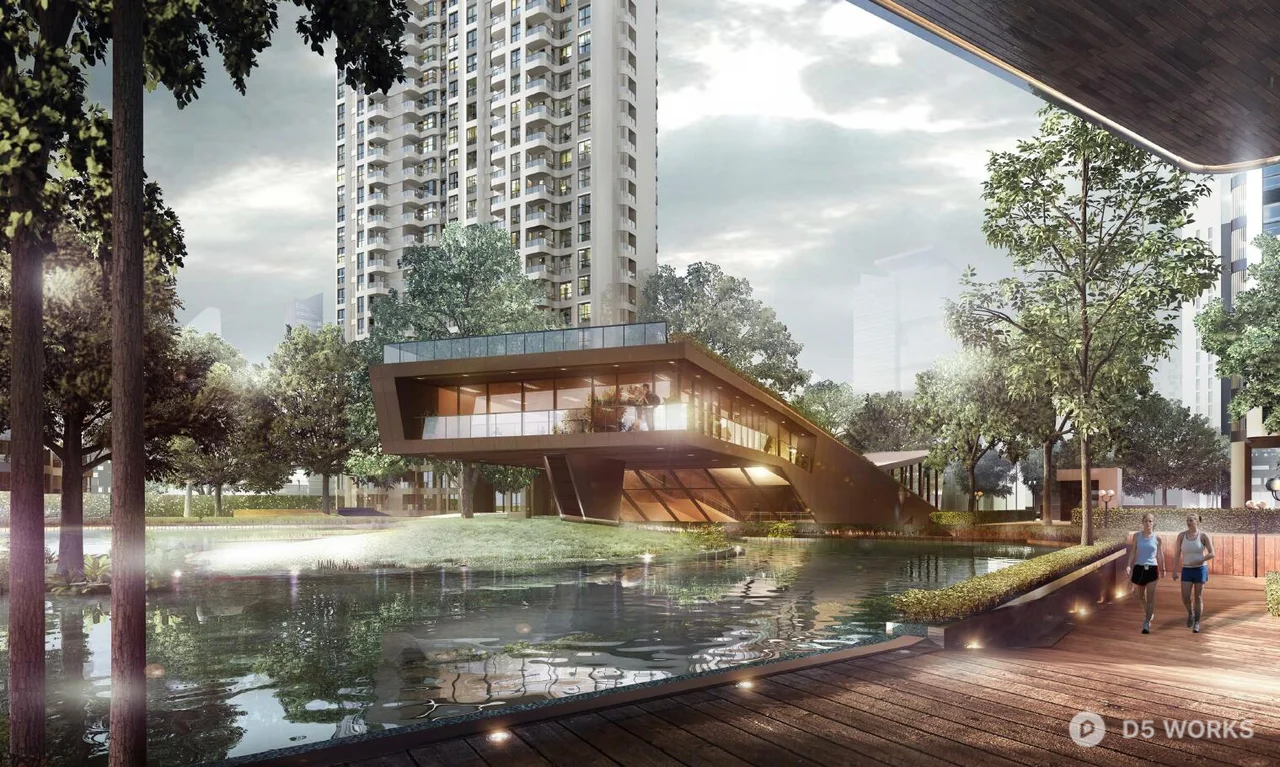 Modern Villa Waterside Courtyard 3d model - Image 1