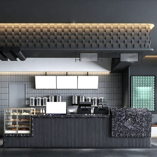 Modern Industrial Urban Tea Shop Interior 3d model