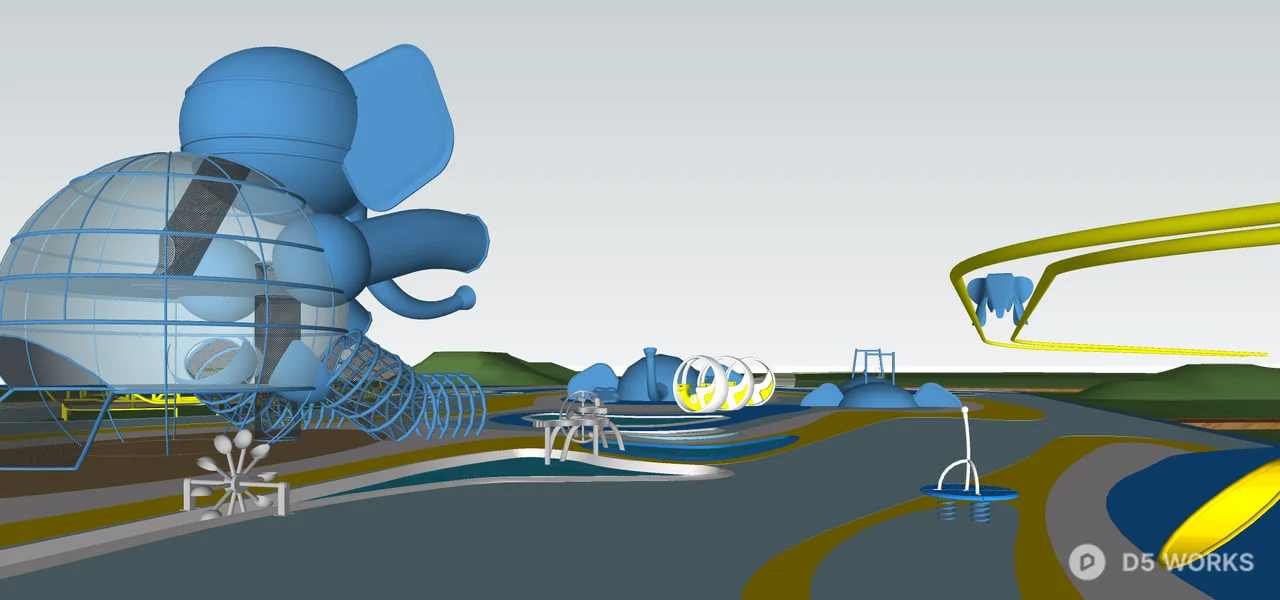 Playful Theme Park With Water Features 3d model thumbnail 5