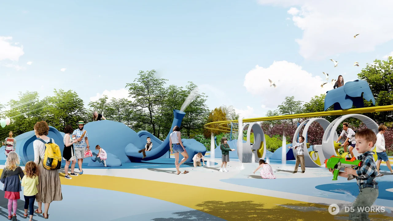 Playful Theme Park With Water Features 3d model - Image 1
