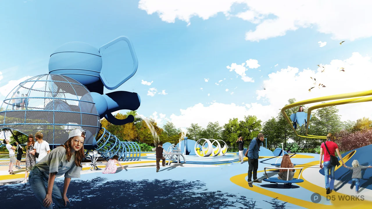 Playful Theme Park With Water Features 3d model thumbnail 4