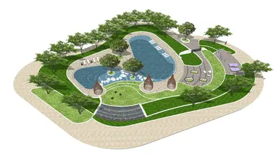 Villa Courtyard Landscape Design 3d model
