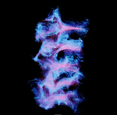 Glitch style animated particle 3d model