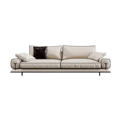 Modern Beige Leather Line Sofa