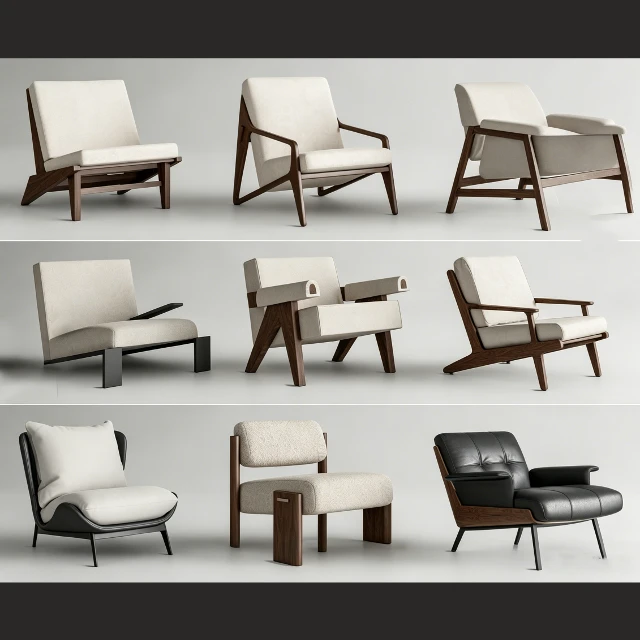Mid-Century Modern Armchair Collection 3d model