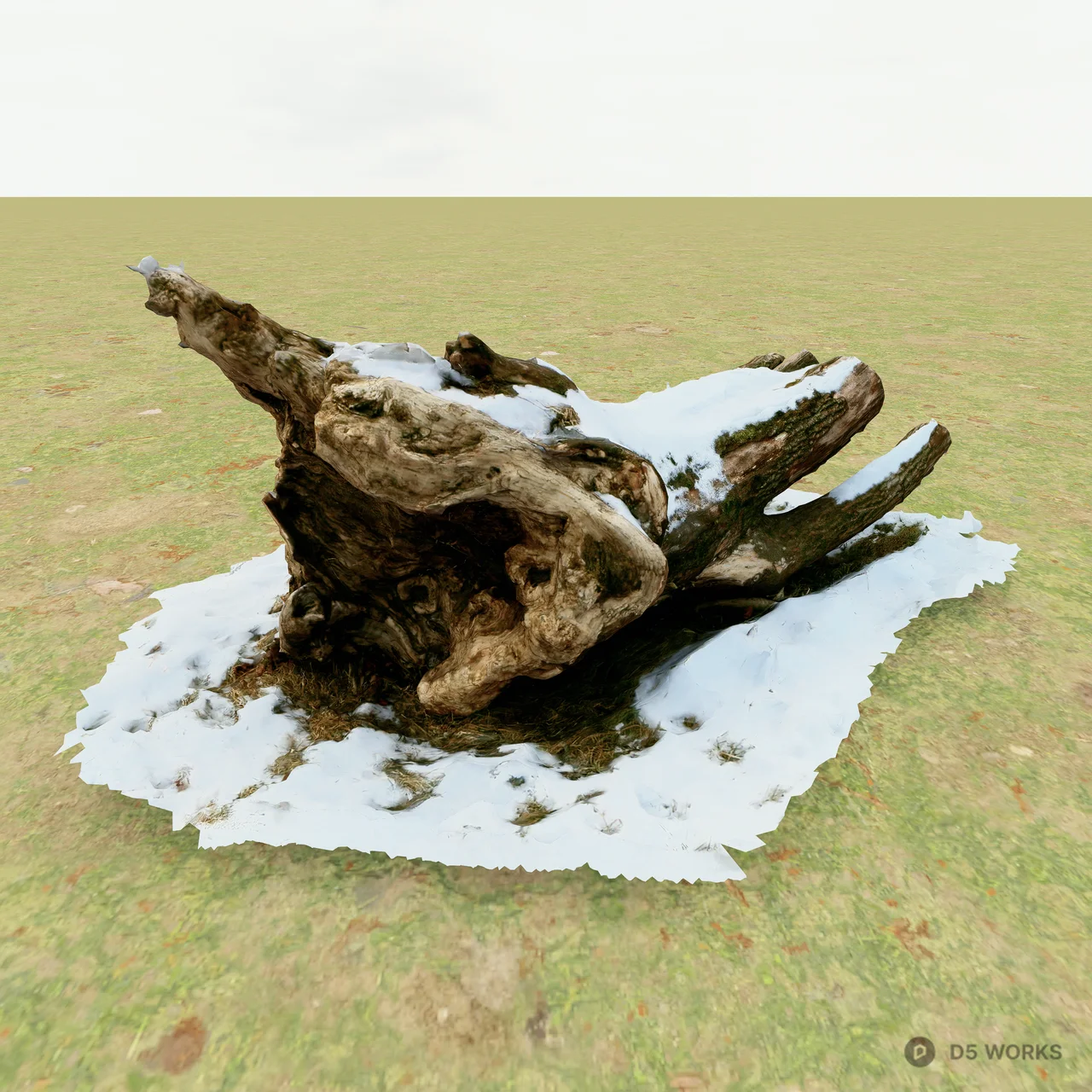 Photorealistic Fallen Tree Log with Snow Cover 3d model thumbnail 2