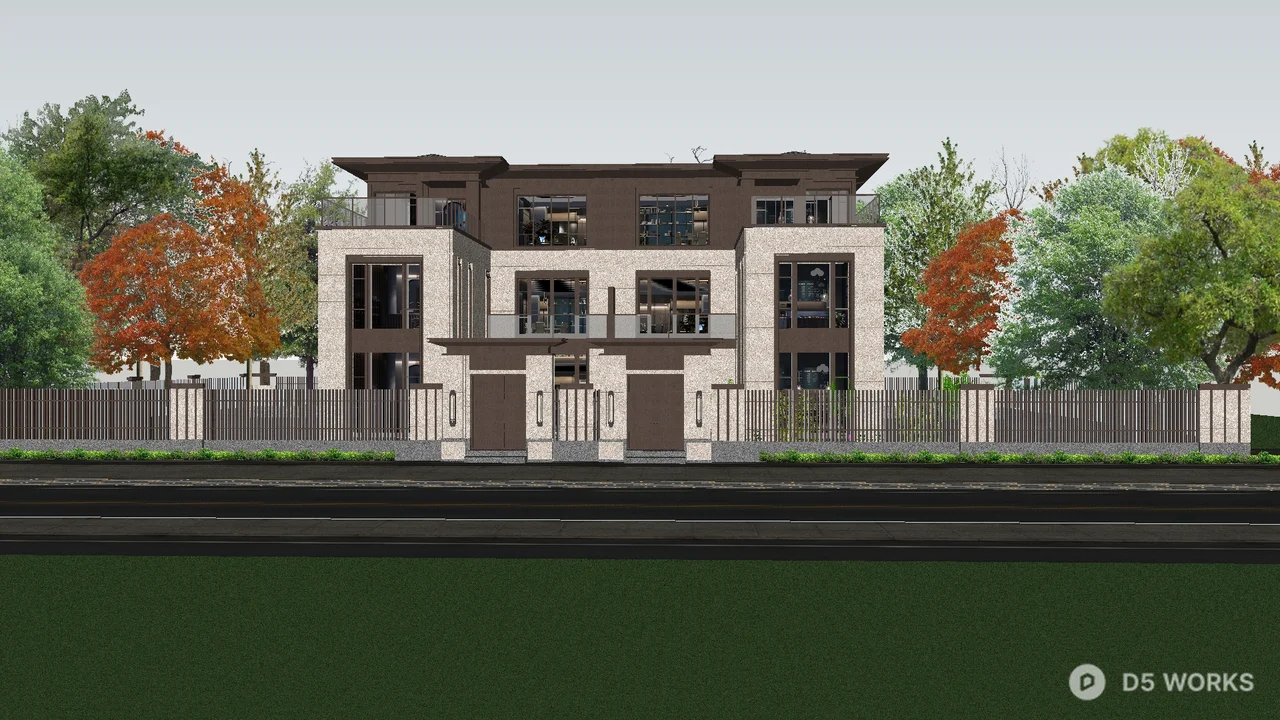Modern Townhouse With Courtyard And Waterfront View 3d model - Image 1