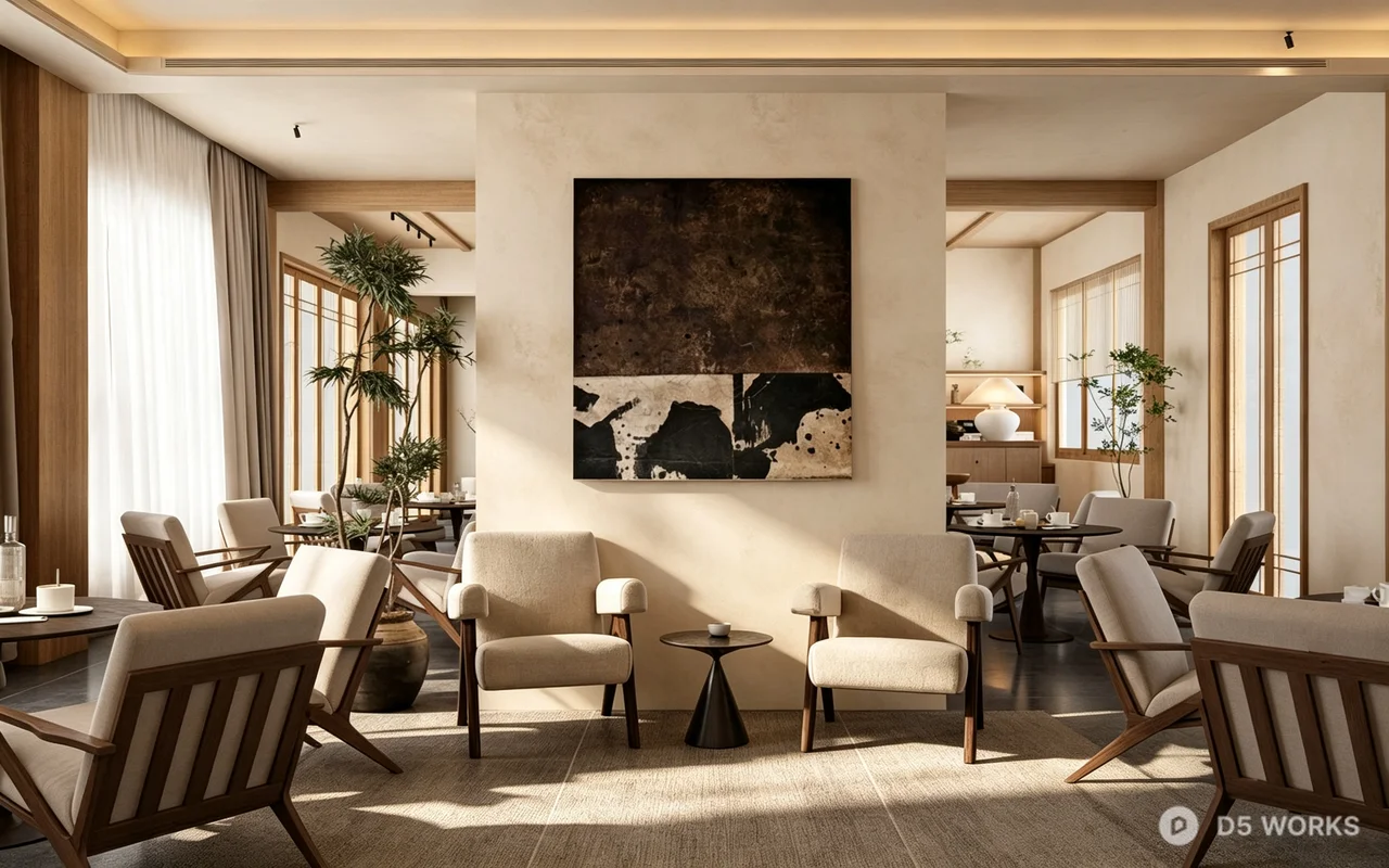 Modern Japanese-Nordic Style Western Restaurant 3d model - Image 1