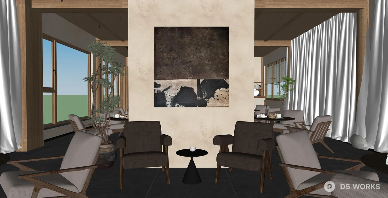 Modern Japanese-Nordic Style Western Restaurant 3d model thumbnail 2
