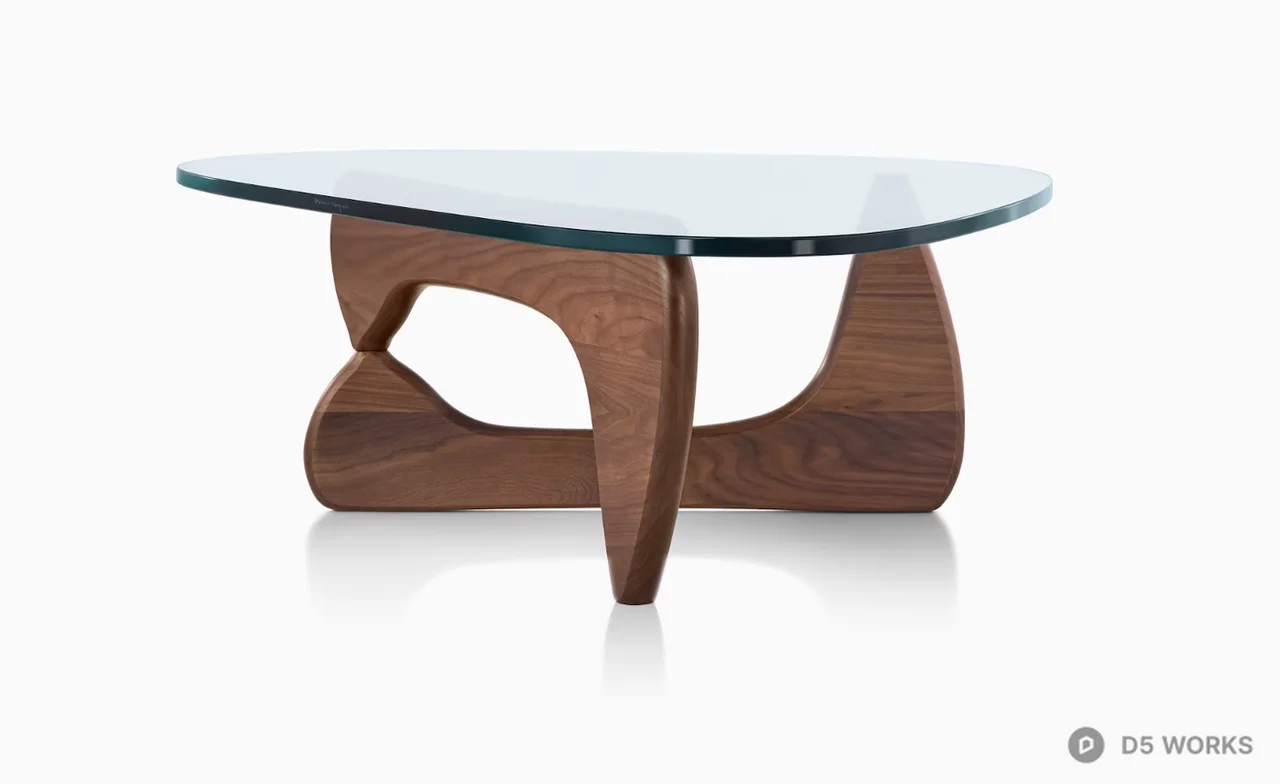 Mid-Century Modern Noguchi Style Glass Coffee Table 3d model - Image 1