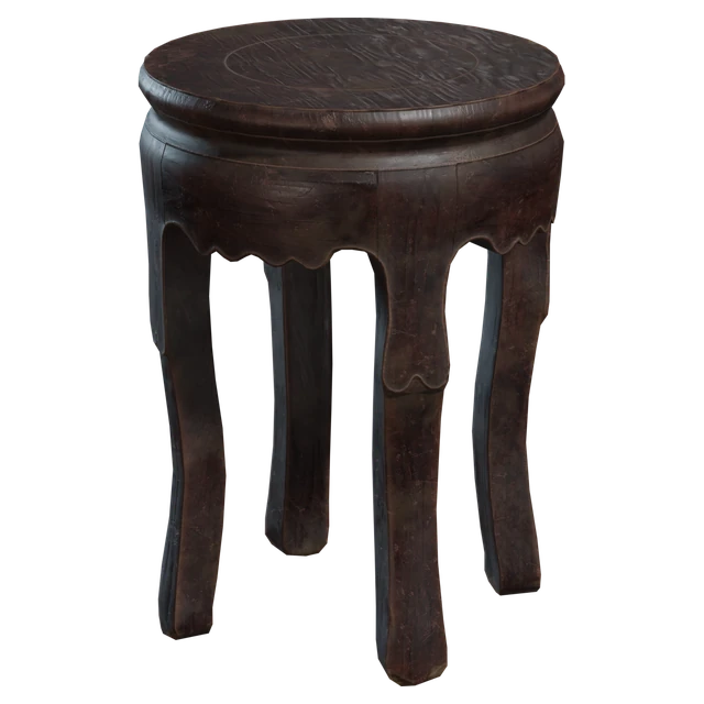 Antique Chinese Style Round Wooden Stool 3d model