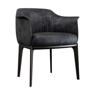 Modern Black Leather Dining Chair 3d model