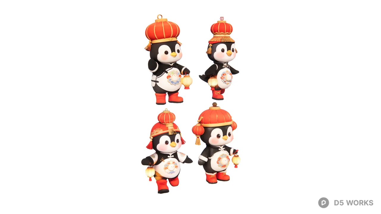 Penguin Figurine Set 3d model thumbnail 3