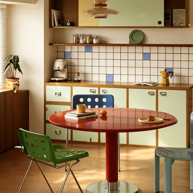 Retro Eclectic Kitchenette and Dining Set 3d model