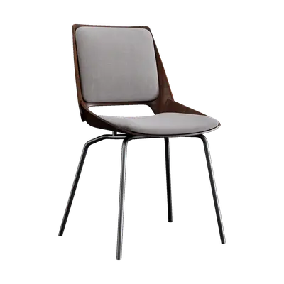 modern dark wood grain fabric chair 3d model