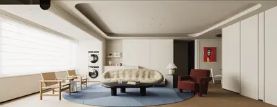 Organic Modern Minimalist Living & Dining Room