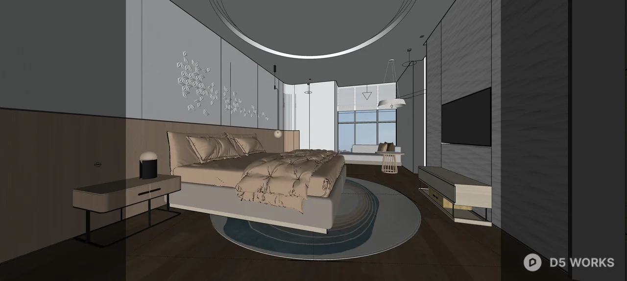 Modern Minimalist Living Room with Integrated TV Wall 3d model thumbnail 4