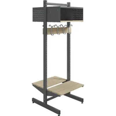 Perforated Metal Clothing Rack With Shelf 3d model