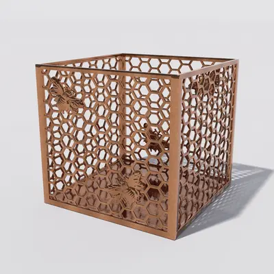 Honeycomb Laser Cut Metal Decorative Cube 3d model