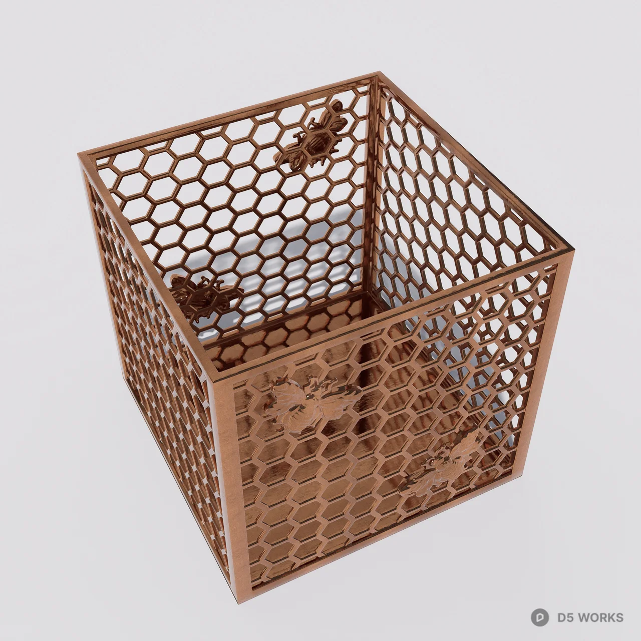 Honeycomb Laser Cut Metal Decorative Cube 3d model thumbnail 3
