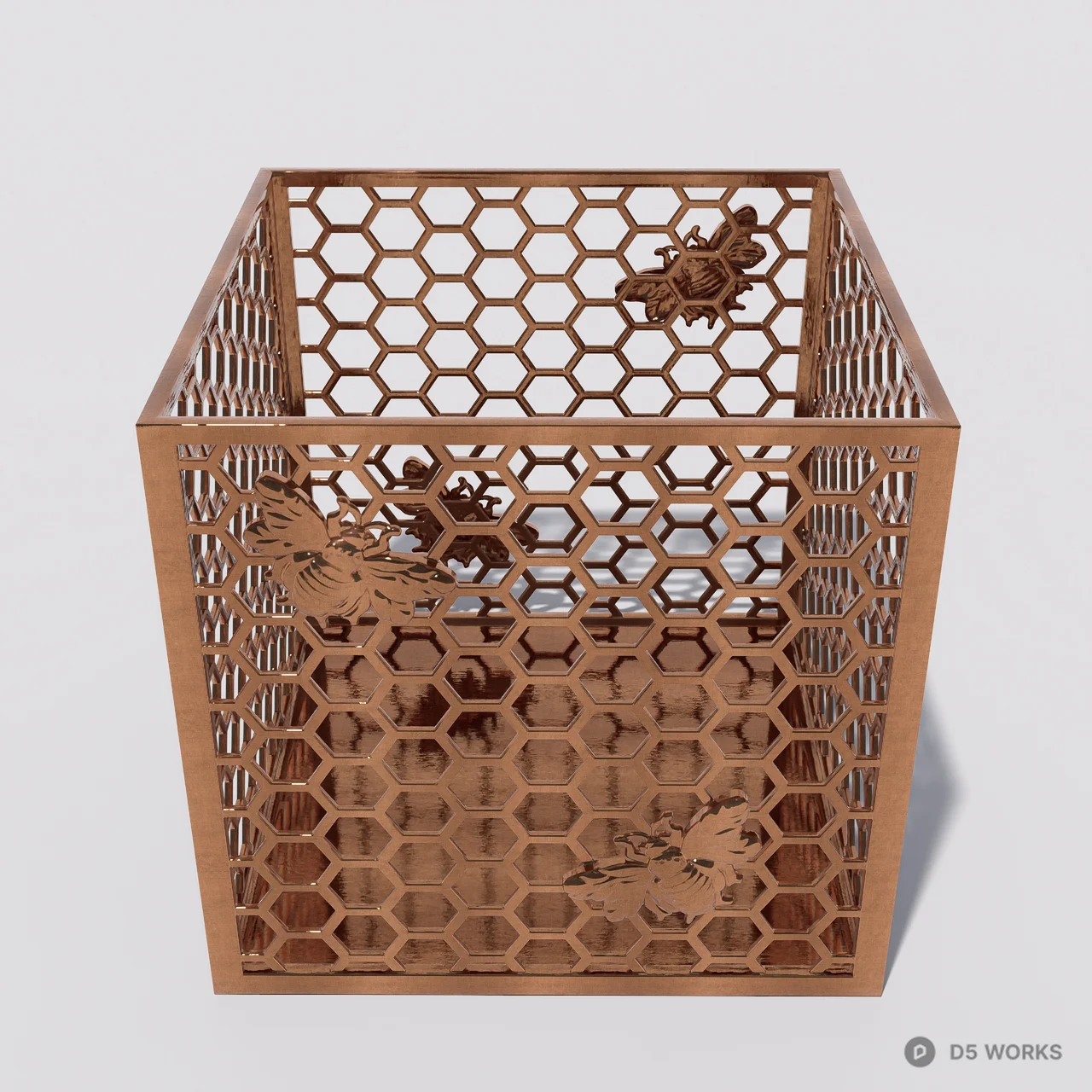 Honeycomb Laser Cut Metal Decorative Cube 3d model thumbnail 6