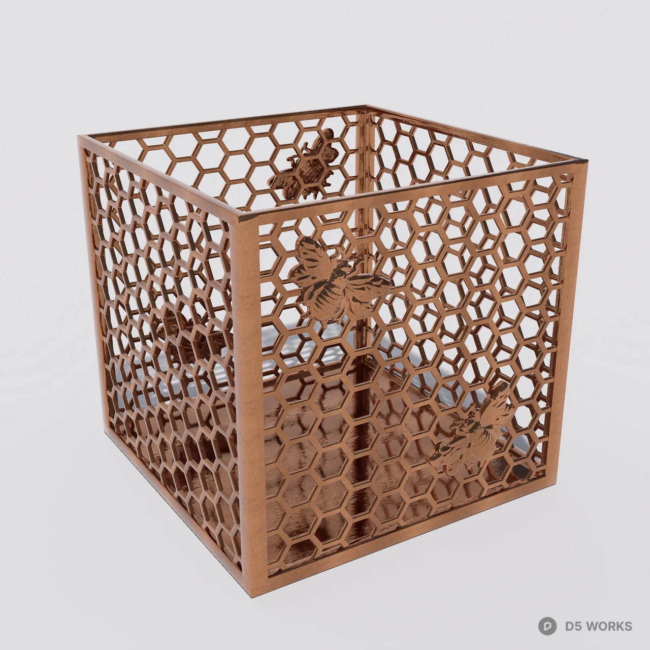 Honeycomb Laser Cut Metal Decorative Cube 3d model thumbnail 2