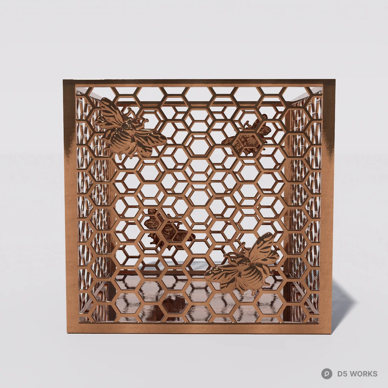 Honeycomb Laser Cut Metal Decorative Cube 3d model thumbnail 5