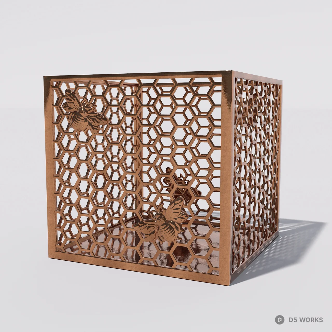 Honeycomb Laser Cut Metal Decorative Cube 3d model thumbnail 4