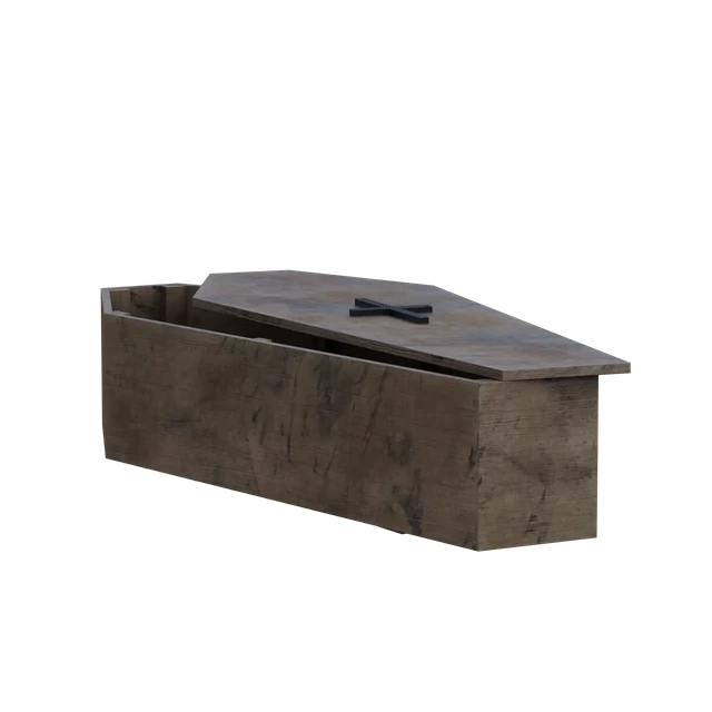 Old Weathered Wooden Coffin with Cross 3d model