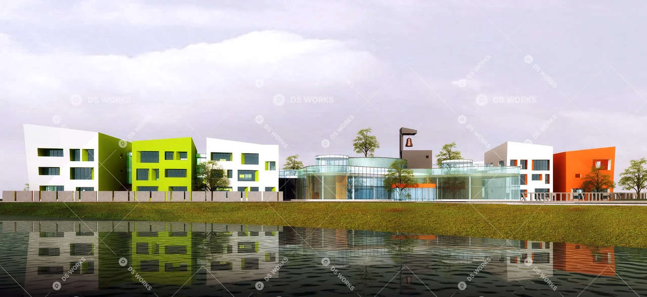 Kindergarten Building 3d model thumbnail 2