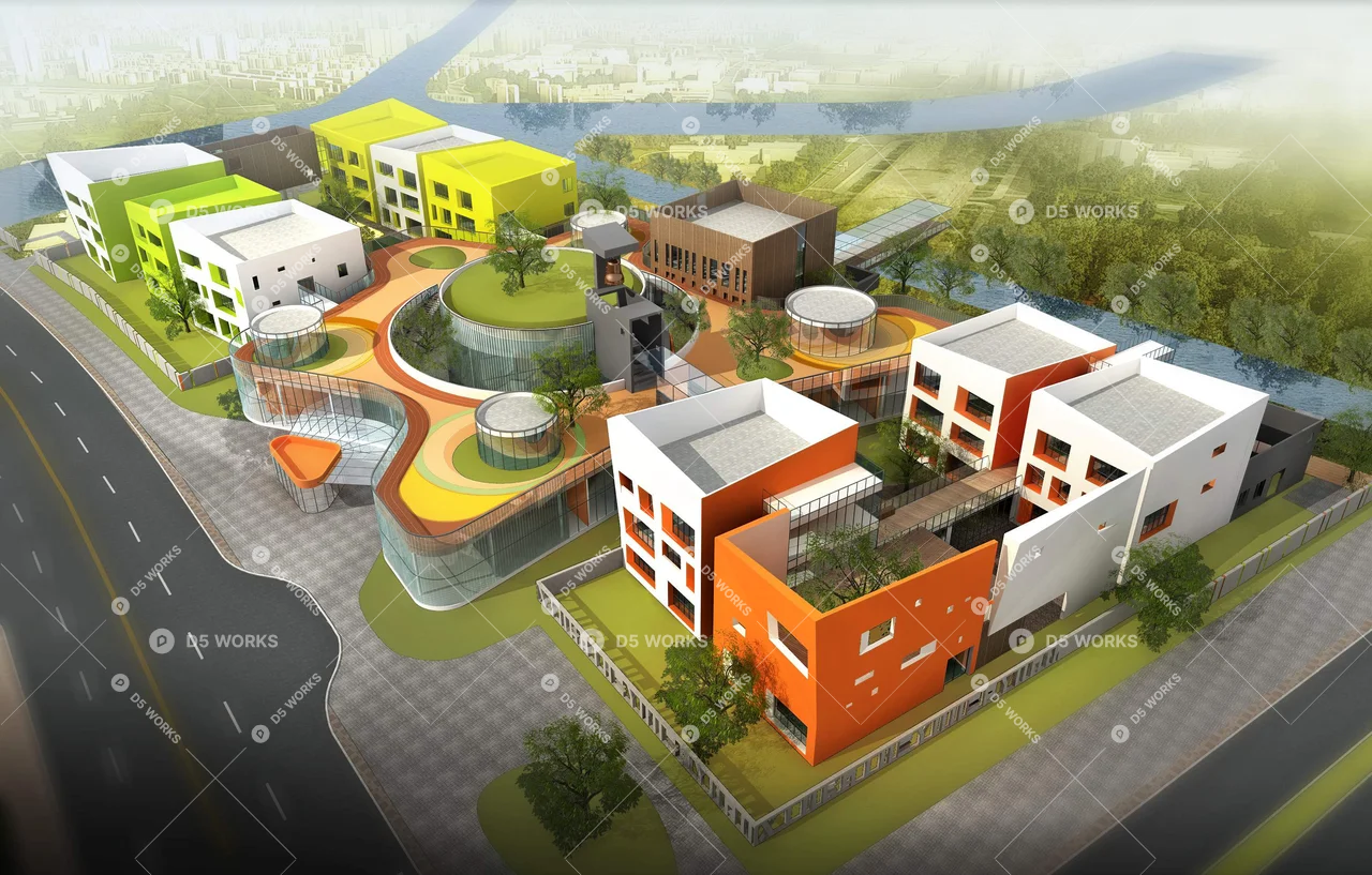 Kindergarten Building 3d model thumbnail 3