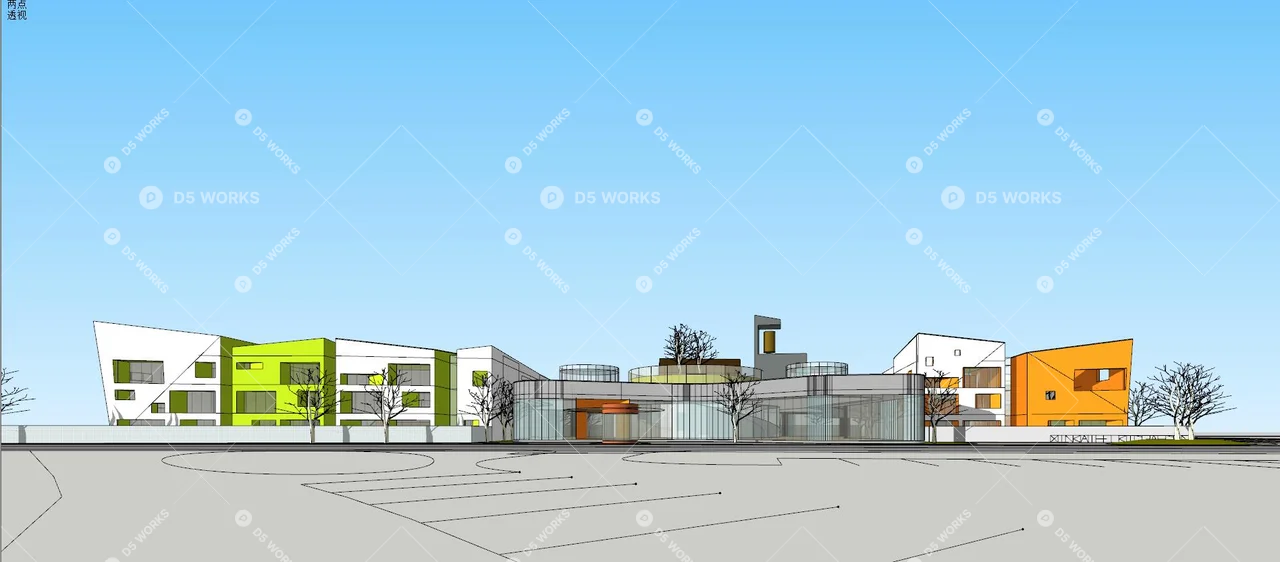 Kindergarten Building 3d model thumbnail 4