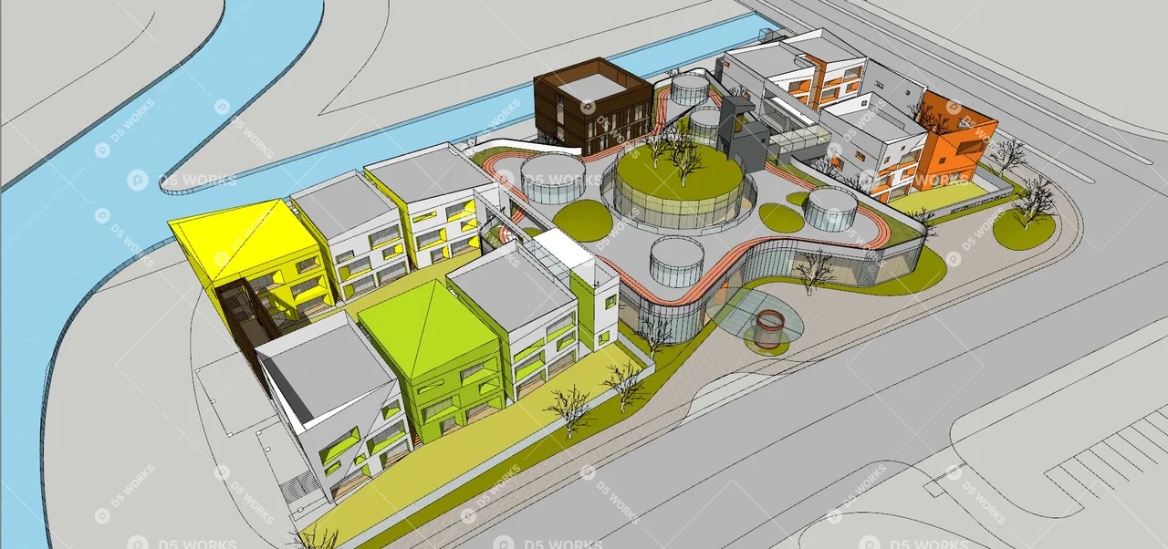 Kindergarten Building 3d model thumbnail 8