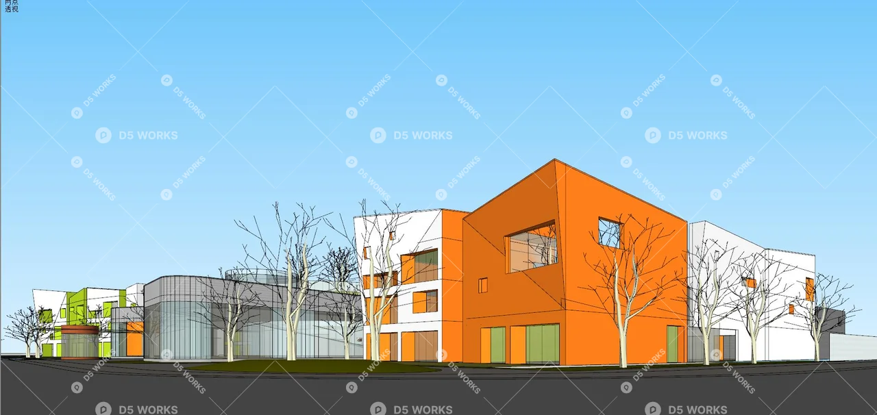 Kindergarten Building 3d model thumbnail 7