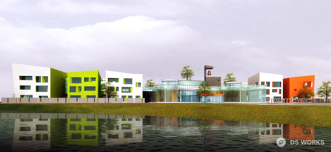 Modern Kindergarten Building 3d model thumbnail 2