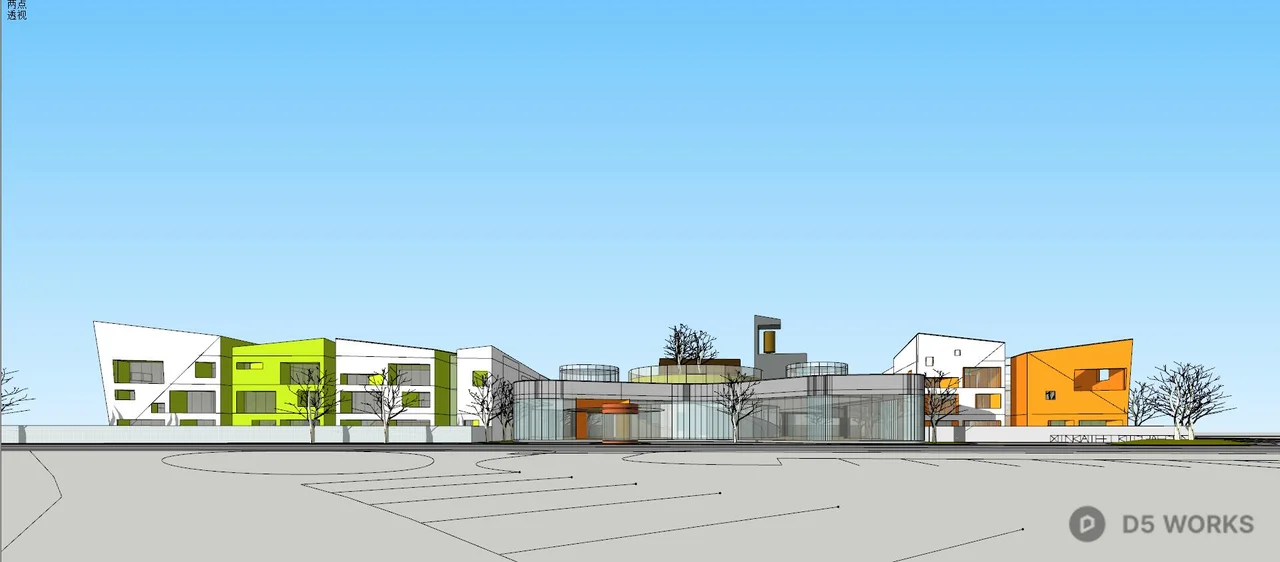 Modern Kindergarten Building 3d model thumbnail 4
