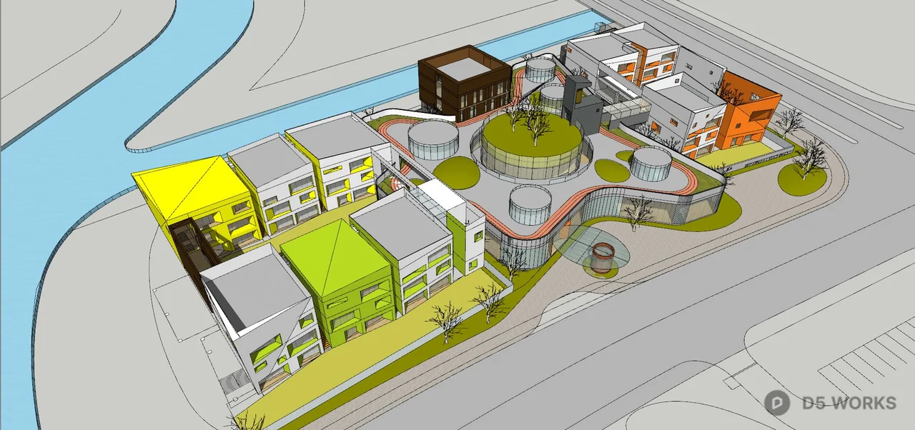 Modern Kindergarten Building 3d model thumbnail 8