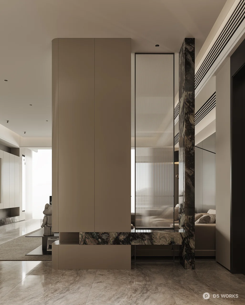 Modern Minimalist Living Dining Space 3d model thumbnail 6