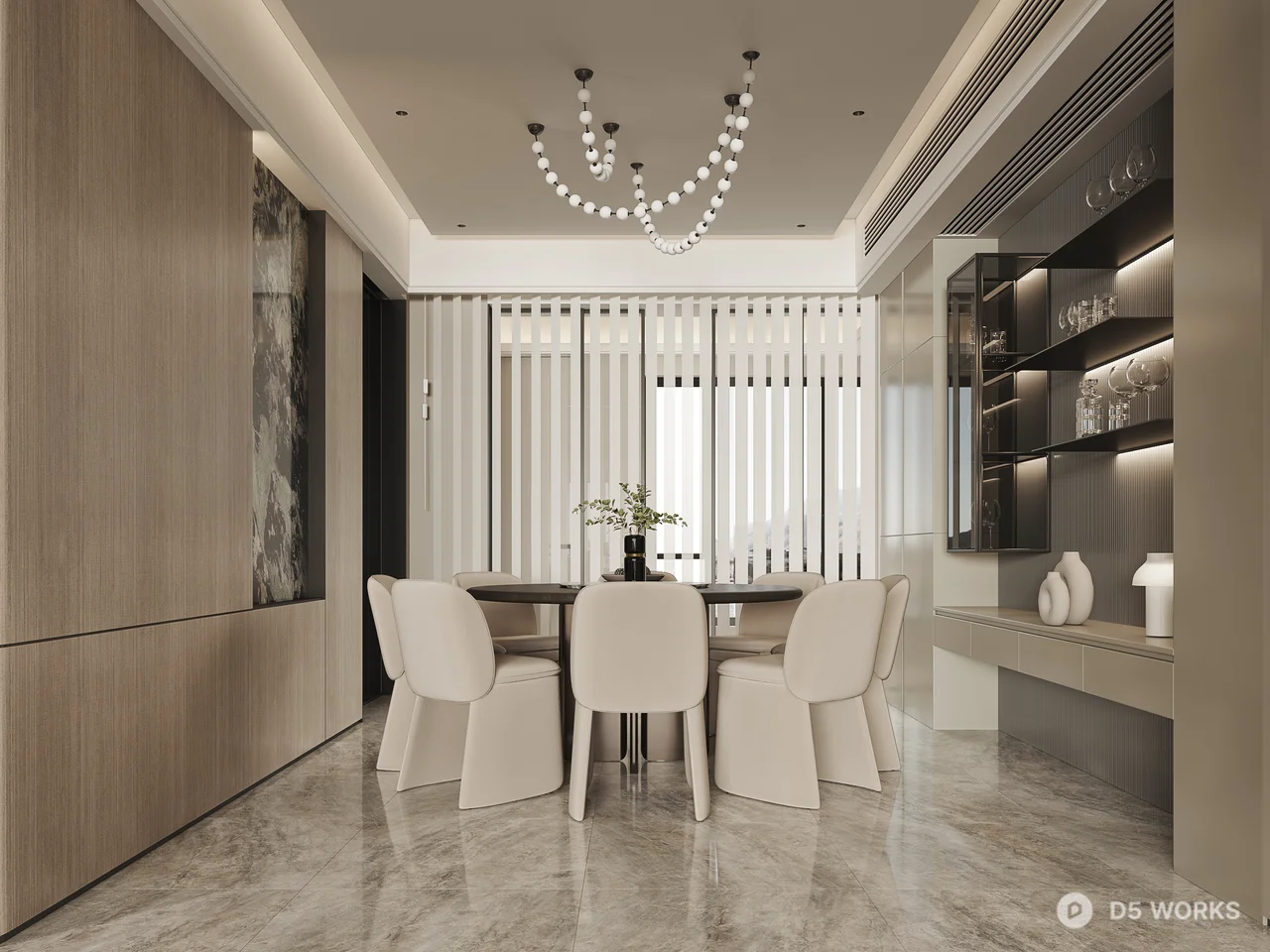 Modern Minimalist Living Dining Space 3d model thumbnail 8