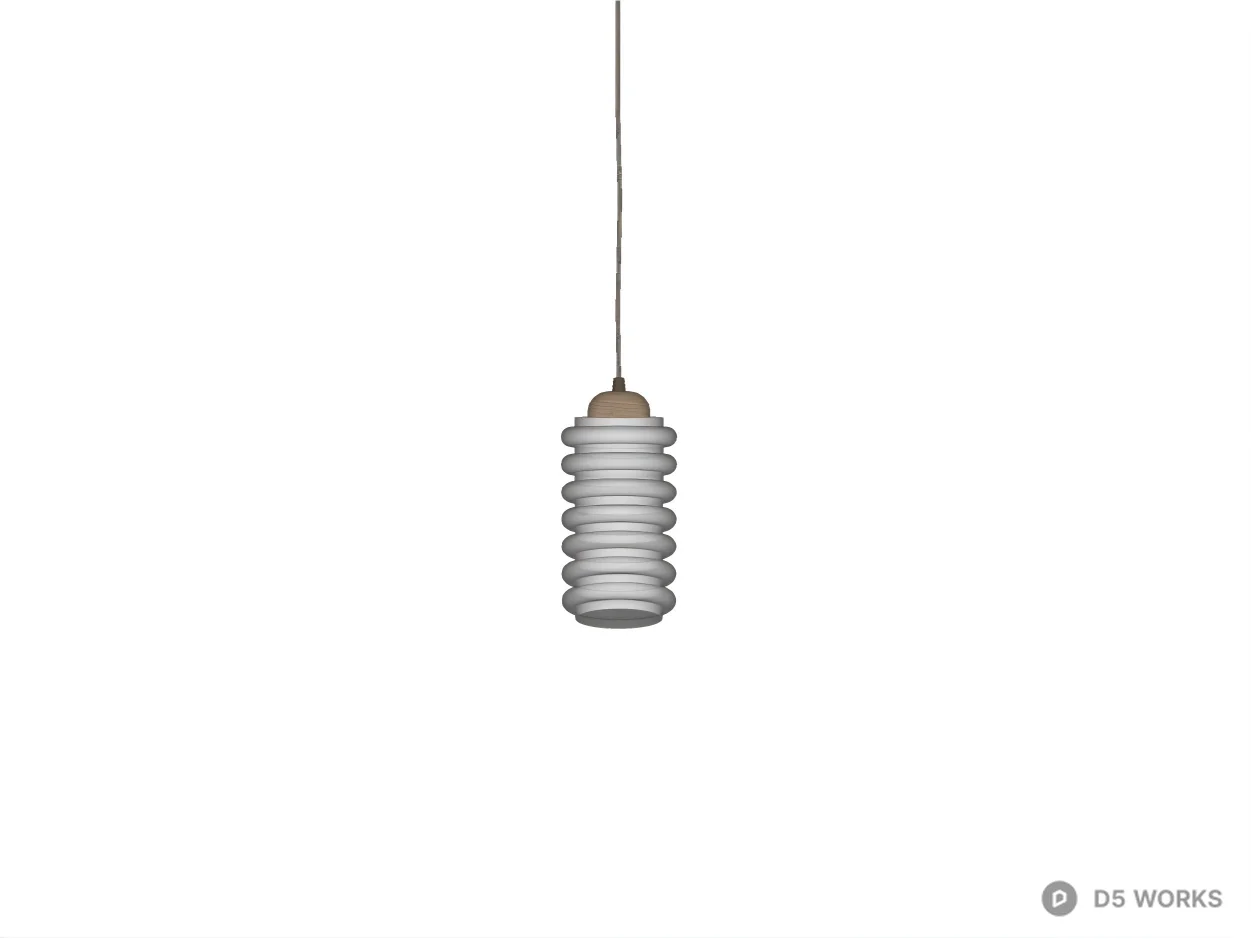 Modern Ribbed Frosted Glass Pendant Light 3d model thumbnail 2