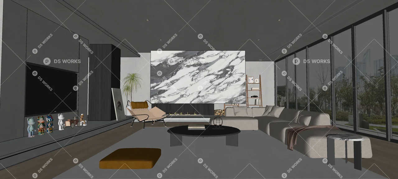 Home Living Room 3d model thumbnail 2