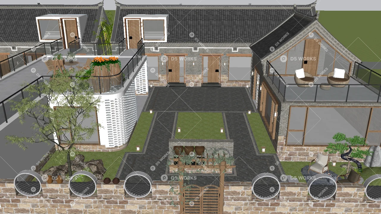 Homestay Building 3d model thumbnail 7