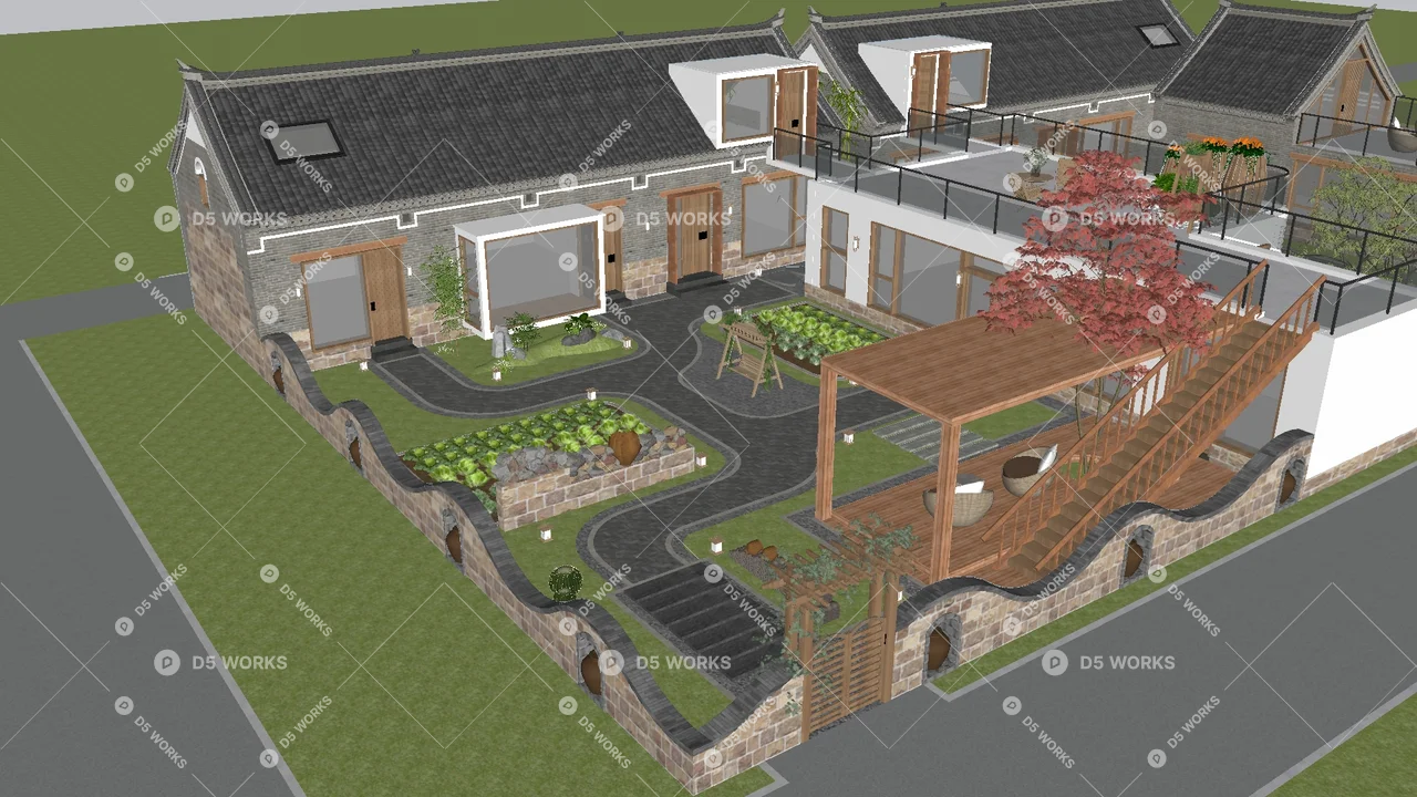 Homestay Building 3d model thumbnail 6