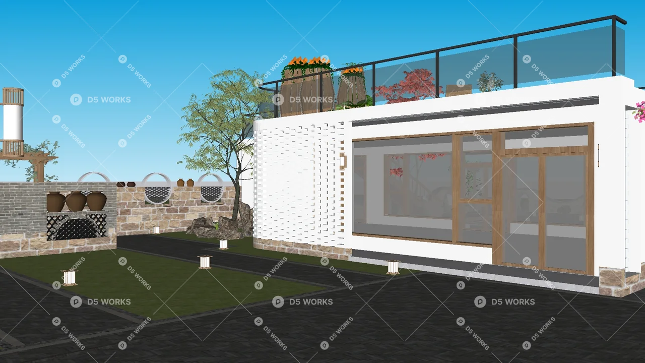 Homestay Building 3d model thumbnail 9