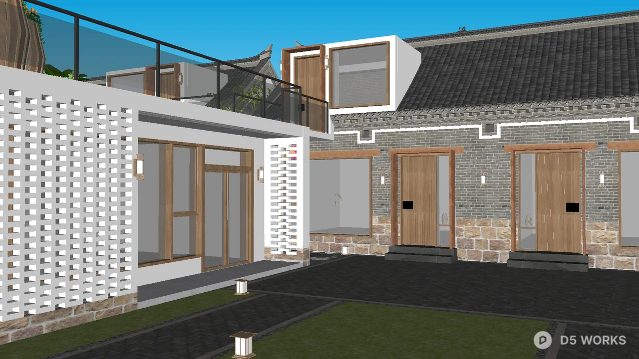 Rural Style Homestay Architecture 3d model thumbnail 8