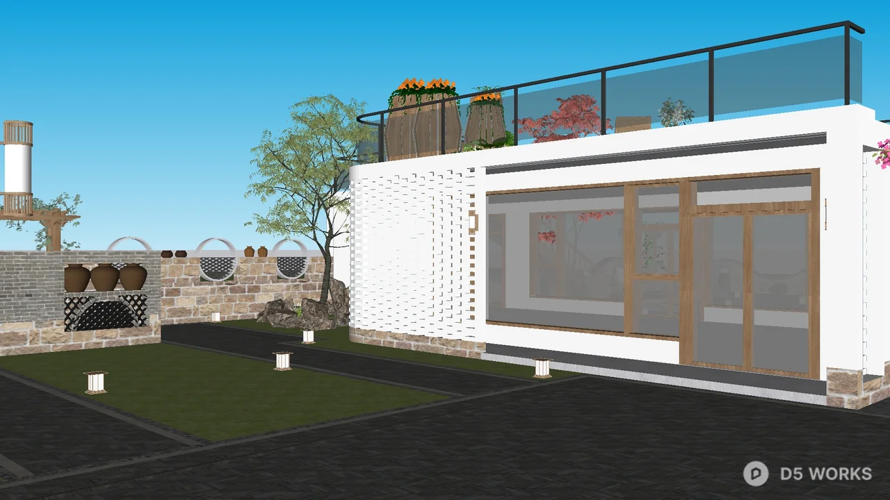 Rural Style Homestay Architecture 3d model thumbnail 9