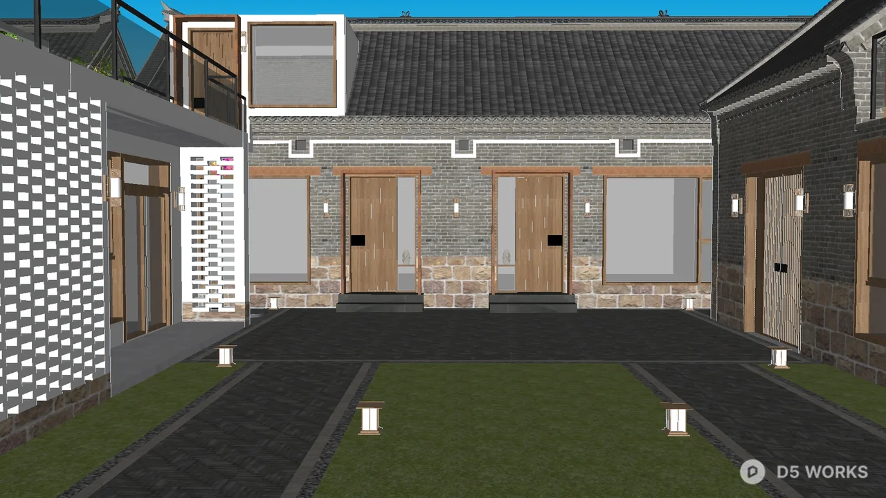 Rural Style Homestay Architecture 3d model thumbnail 2