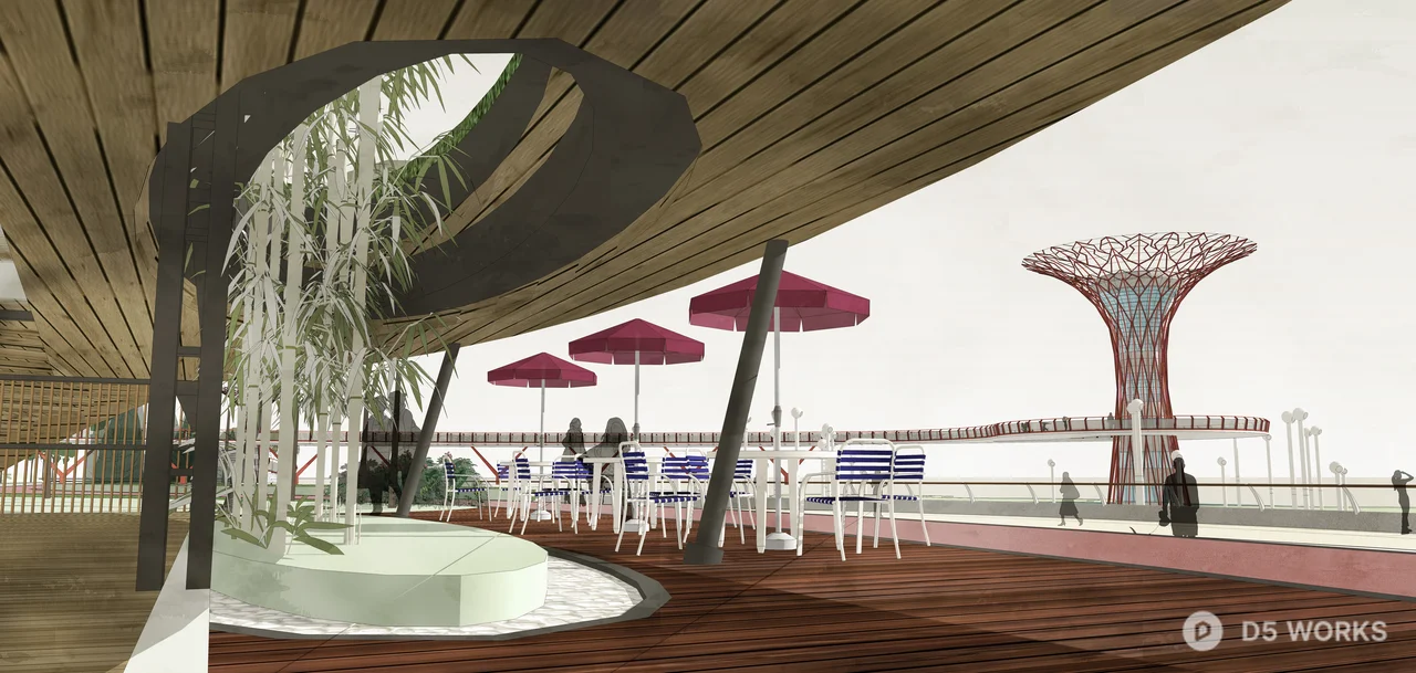 Modern Waterfront Landscape Architecture Aerial View 3d model thumbnail 3