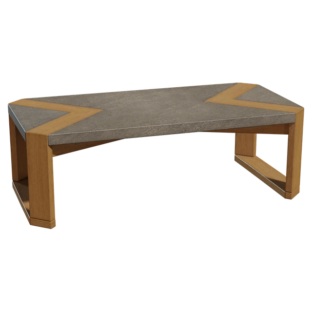 Modern Industrial Concrete and Wood Bench 3d model